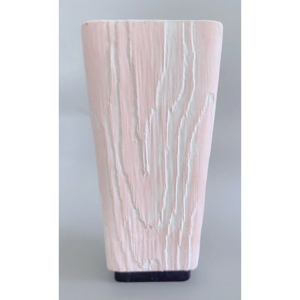 Vintage 1950s-60s Shawnee Pottery Pink Bark MCM Planter Vase 8.25